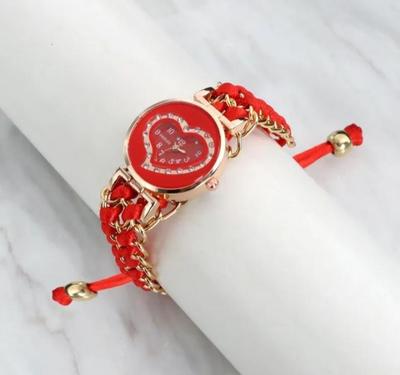 Heart Shape Braided Bracelet Watch for Women