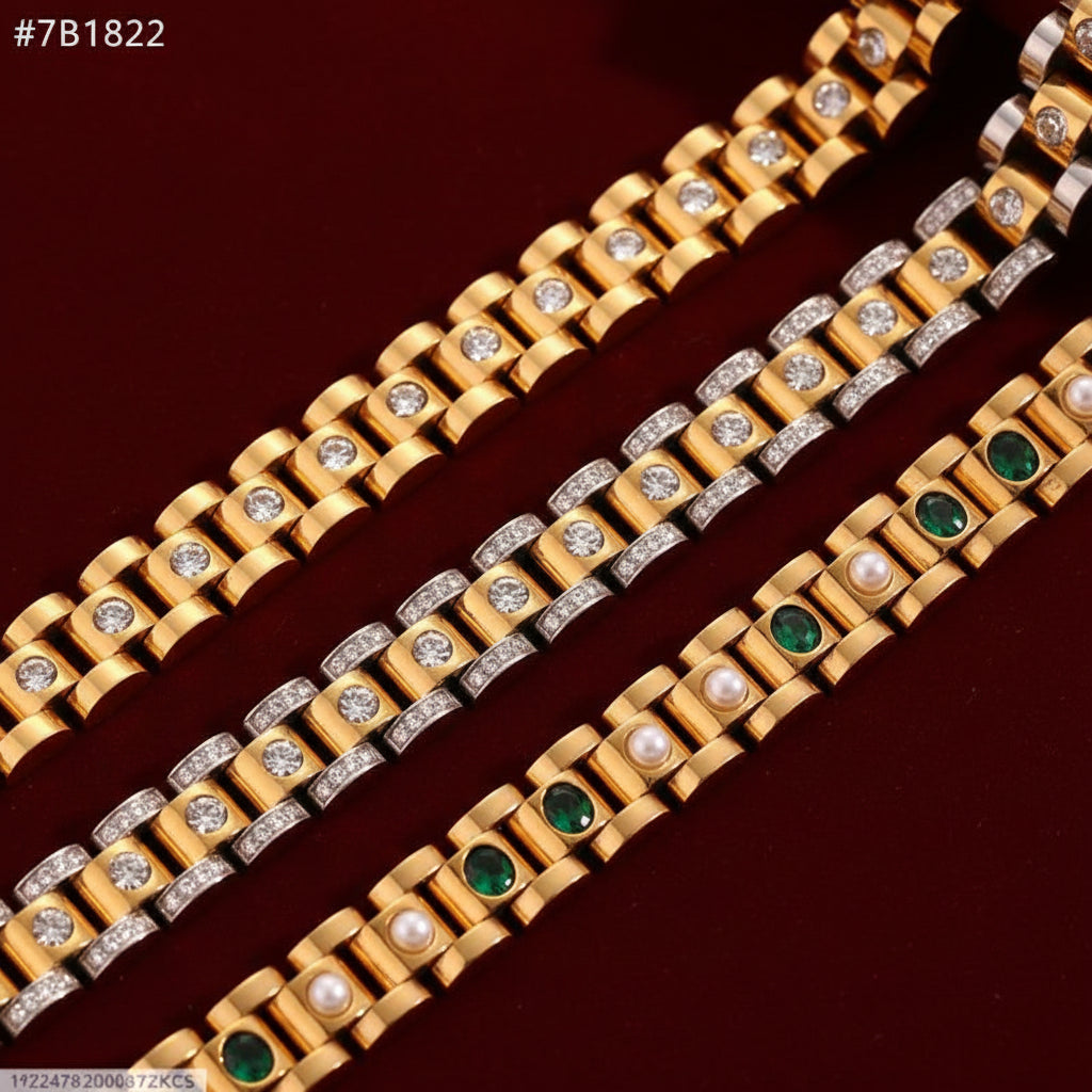 Luxury Gold & Silver Crystal Bracelet 12" Unisex