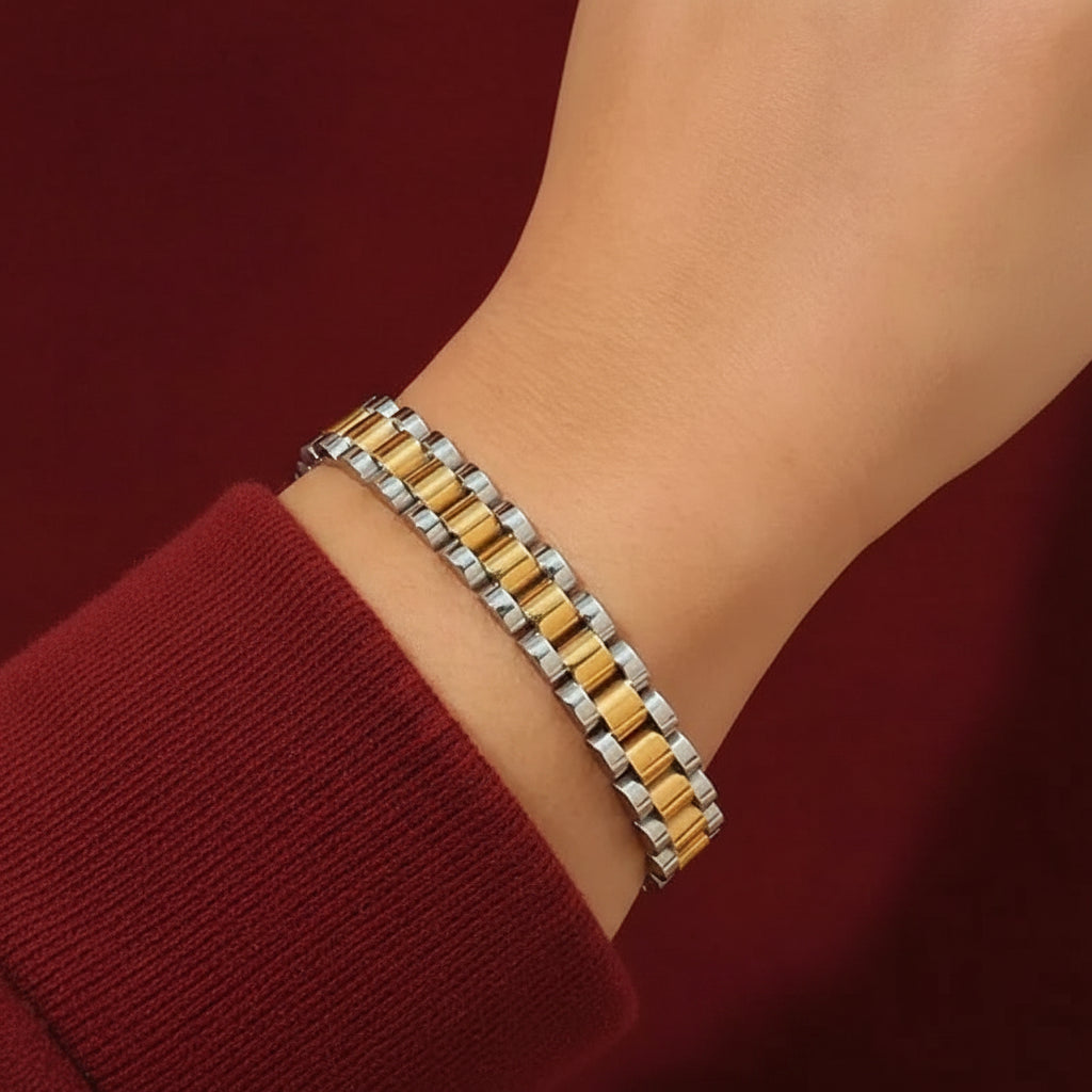 Luxury Gold & Silver Crystal Bracelet 12" Unisex